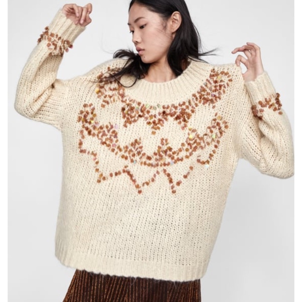 New Zara sequin sweater NWT